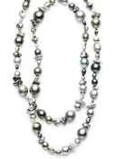 34-inch Black Tahitian and Keshi Pearl Strand