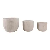 10" / 12" / 16" Cement Texture Resin Planters (Set of 3) - Ivory