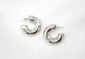 18K Rhodium Filled 7mm Thick Chunky Open Hoop Earrings
