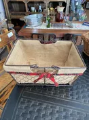 11" Burlap Lined Metal Basket w/ Handles