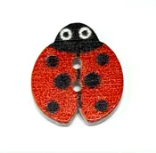 18mm 2 hole Wood button Ladybug Red