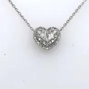 10k White Gold 0.45 CT Diamond Heart Pendant Necklace, 2.4gm