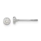 14k White Gold Children's CZ Bezel Earrings
