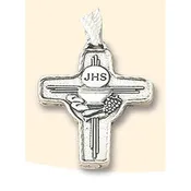 1-1/2 Inch First Holy Communion Silver Tone Cross With Cord