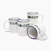 Bella Flora Mug Set – Set of 4 in White, Blue & Green
