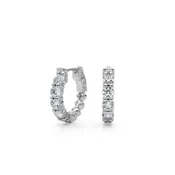 14K White Gold 2.42 Carat Diamond Huggie Hoop Earrings