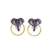 Elephant Wood Stud Earrings