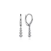 14K W Gold 0.11ctw Lever back Diamond Drop Earrings
