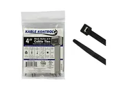 Kable Kontrol™ Black Zip Ties - 4" Inch Long - UV Resistant Nylon - 18 Lbs Tensile Strength - 100 pc Pack