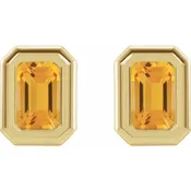 10K Gold Citrine Bezel Birthstone Earrings