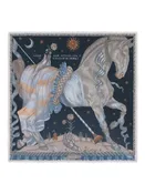 135x135 Large Silk Scarf-Celestial Steed-Mercury/Moonstone
