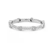 14k Gold 0.08 Ct Round Diamond Rope Stackable Ring with 8 Diamonds, Available in White and Rose Gold