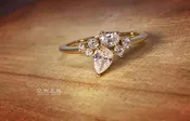 CLUSTER STYLE RING WITH OVAL, PEAR, AND ROUND CUT DIAMONDS — Owen Jewelry Design