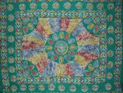 Batik Tapestry Cotton Spread 106" x 70" Twin Green