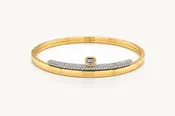 Bracelet 18kt Gold Emerald Cut & Round Diamonds Bangle
