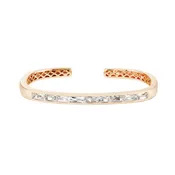 14K Rose Gold Rectangular Hinged Cuff with French-cut White Topaz Baguettes, by Jane Talyor Jewelry — jane taylor jewelry
