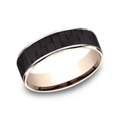 Ammara Stone Schumacher Rose Gold Carbon 6.5mm Men's Wedding Band