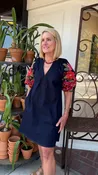 Denim Dress Embroidered Sleeve