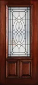 6' 8" 2/3 Lite Decorative Glass Mahogany Wood Front Door - PD 3068-23 LASA