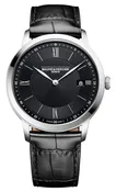 Baume & Mercier Classima Stainless Steel Black Dial Black Leather Strap Date Quartz Mens Watch M0A10881