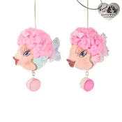 Goodwill Kissing fish ornament cotton candy set of 2