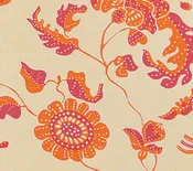 Alan Campbell Fabric: Albany - Custom Orange / Magenta on Cream 100% Linen