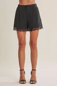 After Hours Lace Trim Pleated Shorts