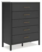 Cadmori - Black / White - Five Drawer Wide Chest