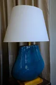 Custom Glazed Blue Table Lamp — Tracey Becker Interiors