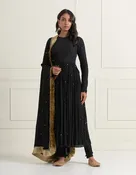 Black Hand Embroidered Anarkali Suit Set