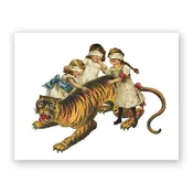 Children and Tiger Birthday Greeting Card