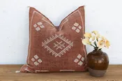 24" Rust Trail Moroccan Silk Pillow