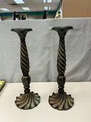 2 BROWN BLACK IRON CANDLE STANDS
