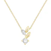 2-Stone Diamond Leaf Necklace