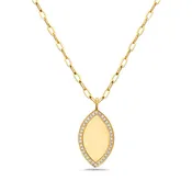 14 Karat Yellow Gold Diamond Marquise Pendant Necklace