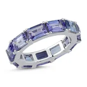 14Kt white gold and tanzanite wedding band