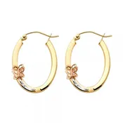 14K 3 Color 1.5mm Wide Hoop Earrings with Butterfly Y Post Latch