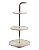 3 Tier Marlble Round Serving Tray w/Handle
