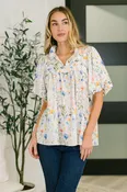 Afternoon in the Country Notch Neck Floral Blouse