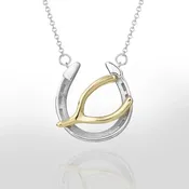 LIMITED EDITION Small 14k Kentucky Derby® Gold & Sterling Silver Wishing You Good Luck® Necklace