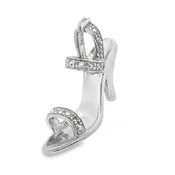 10K White Gold Diamond Pave Shoe Pendant, 2.29g Weight