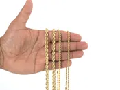 10K & 14K Yellow Gold Hollow Rope Chain – 2.5–14.5 mm, 20–30 in