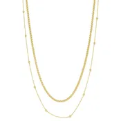 18K Gold Plated Double Stranded Satellite Chain Necklace