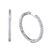 14K Gold 3.00 CTW Diamond In & Out Hoop Earrings