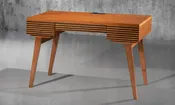 48" MID-CENTURY MODERN HONEY OAK WRITING DESK - TANGO-DK48HO