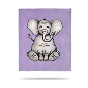 Baby Elephant Purple Baby Blanket Back-to-Back
