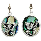 Abalone Inlay Silver-Plated Butterfly Earrings