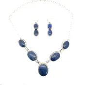 Crested Butte Lapis Lazuli Silver Navajo Made Necklace and Earrings Set