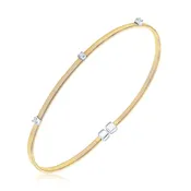 3 Prong Set Flat Tuboga Spring Cuff - Gold