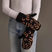 Black Leopard Mittens
